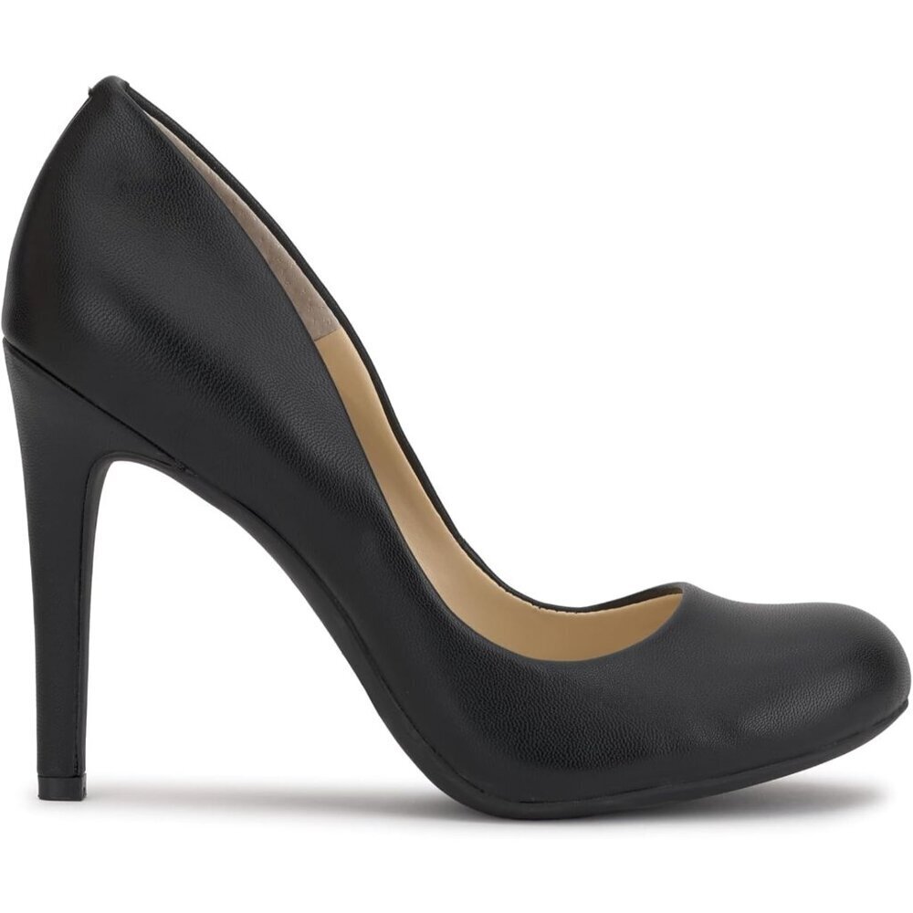Jessica Simpson Women's Black Faux Leather Closed Rounded Toe High Heel Pumps - Picture 6 of 7